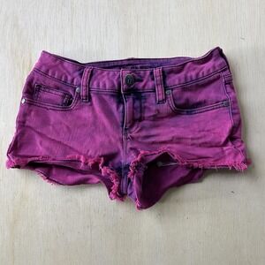 Y2K Decree Micro Shorts Womens 1 2W Pink Denim Mini Cutoff Fringe Raw Hem Summer